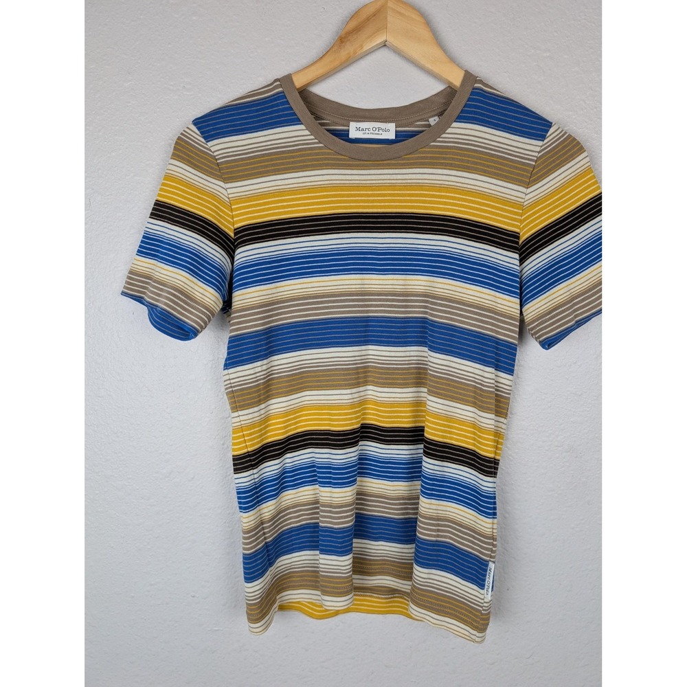 Marc O'Polo Shirt Womens Small Multicolor Stripe Organic Cotton Crewneck Tee Top
